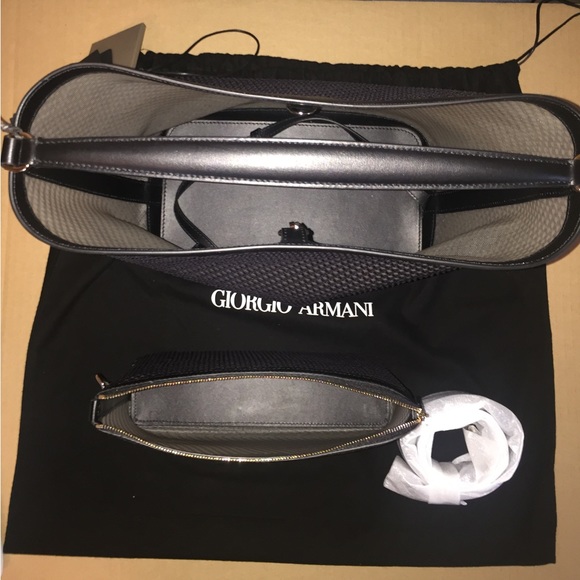 Authentic Giorgio Armani Medium embroidered mesh bucket bag with shoulder strap - Picture 9 of 11